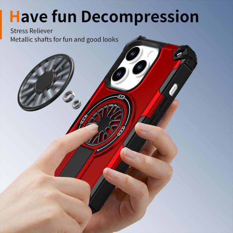 For iPhone 14 Pro Shockproof Kickstand Metallic Shaft MagSafe Phone Case