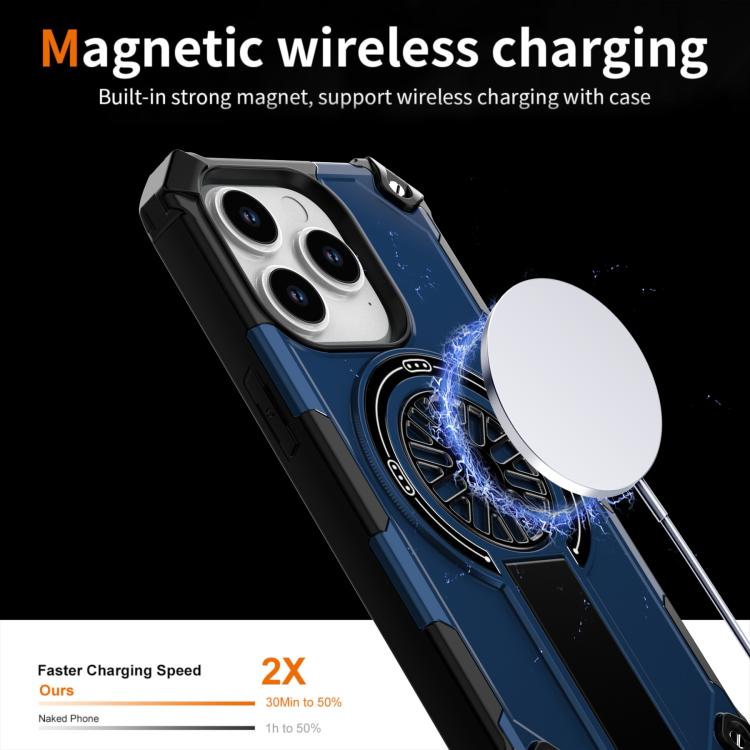 For iPhone 14 Pro Shockproof Kickstand Metallic Shaft MagSafe Phone Case