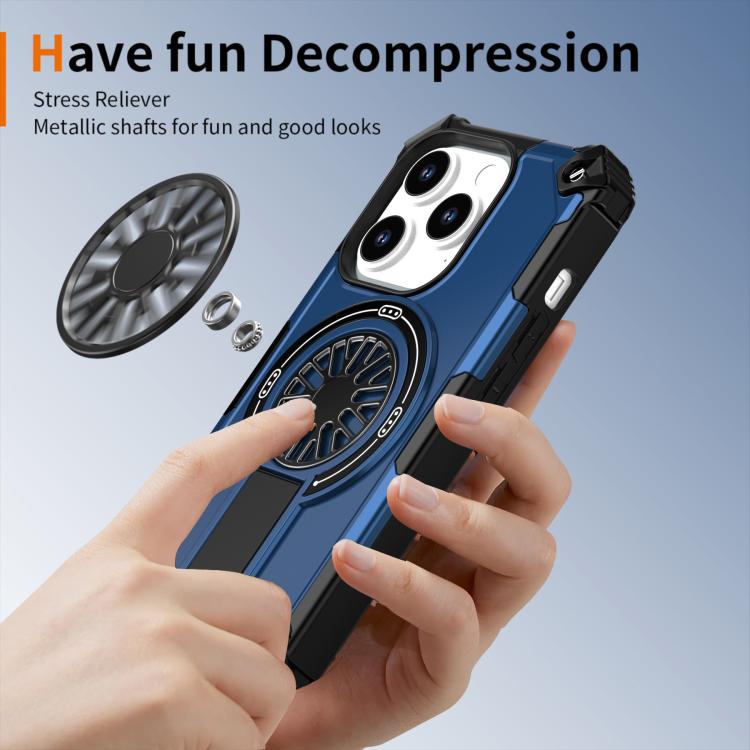 For iPhone 14 Pro Shockproof Kickstand Metallic Shaft MagSafe Phone Case