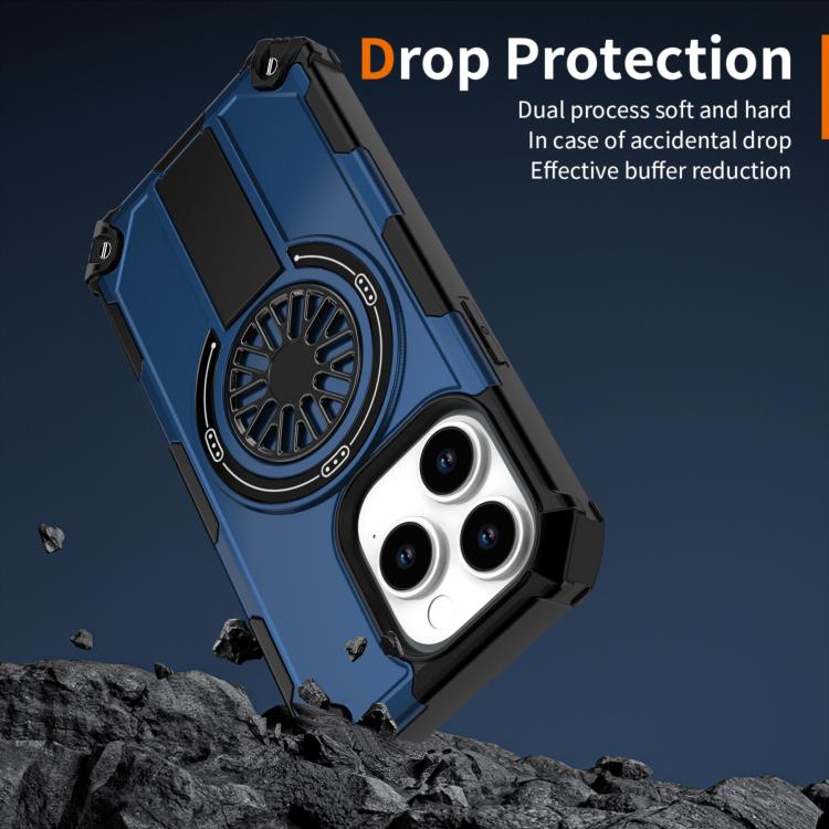 For iPhone 14 Pro Shockproof Kickstand Metallic Shaft MagSafe Phone Case