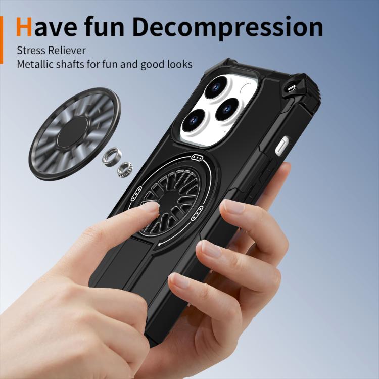 For iPhone 14 Pro Shockproof Kickstand Metallic Shaft MagSafe Phone Case