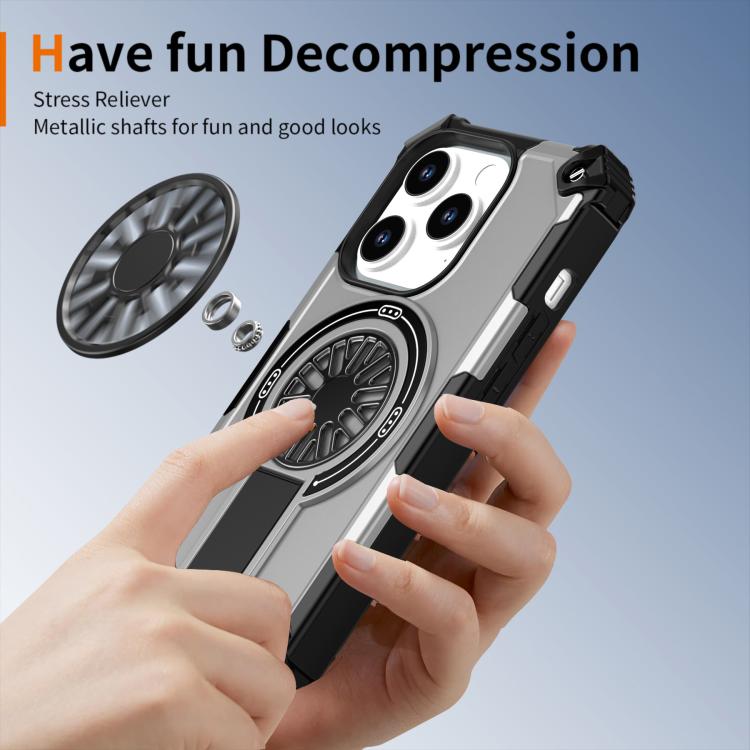 For iPhone 14 Pro Shockproof Kickstand Metallic Shaft MagSafe Phone Case