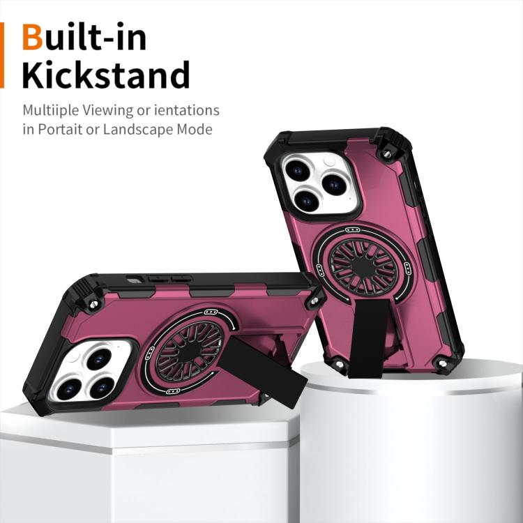 For iPhone 14 Pro Shockproof Kickstand Metallic Shaft MagSafe Phone Case
