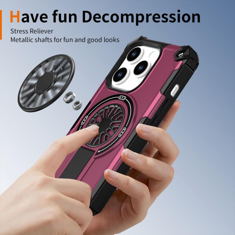 For iPhone 14 Pro Shockproof Kickstand Metallic Shaft MagSafe Phone Case