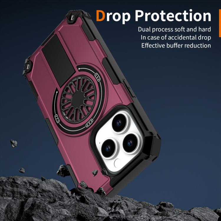 For iPhone 14 Pro Shockproof Kickstand Metallic Shaft MagSafe Phone Case