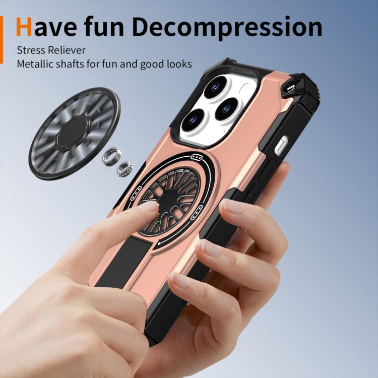 For iPhone 14 Pro Shockproof Kickstand Metallic Shaft MagSafe Phone Case