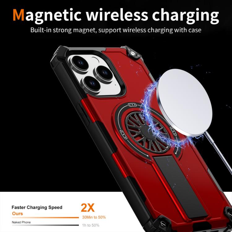 For iPhone 14 Pro Max Shockproof Kickstand Metallic Shaft MagSafe Phone Case