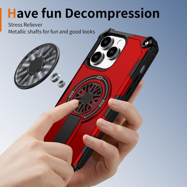 For iPhone 14 Pro Max Shockproof Kickstand Metallic Shaft MagSafe Phone Case