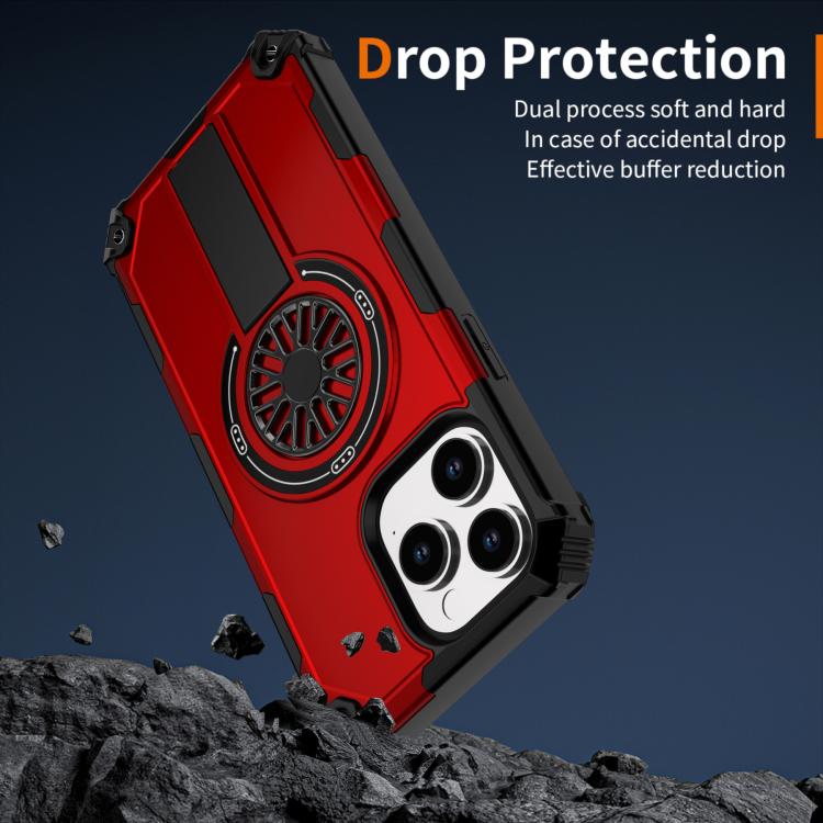 For iPhone 14 Pro Max Shockproof Kickstand Metallic Shaft MagSafe Phone Case