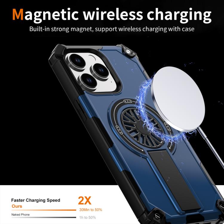 For iPhone 14 Pro Max Shockproof Kickstand Metallic Shaft MagSafe Phone Case