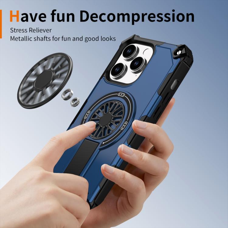 For iPhone 14 Pro Max Shockproof Kickstand Metallic Shaft MagSafe Phone Case