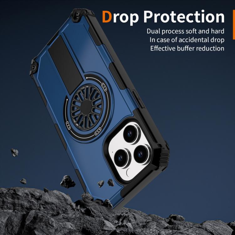 For iPhone 14 Pro Max Shockproof Kickstand Metallic Shaft MagSafe Phone Case