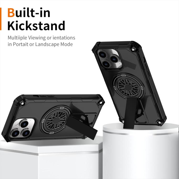 For iPhone 14 Pro Max Shockproof Kickstand Metallic Shaft MagSafe Phone Case