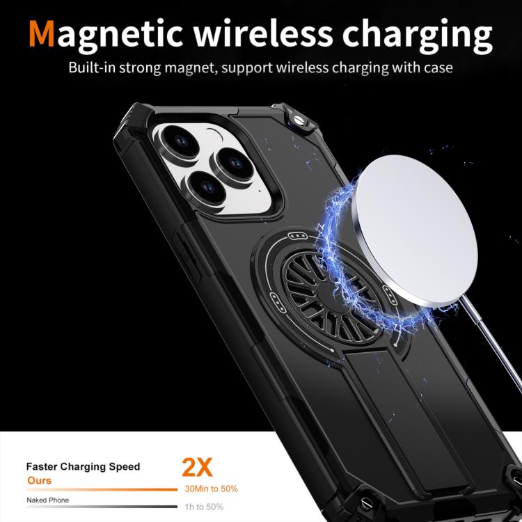 For iPhone 14 Pro Max Shockproof Kickstand Metallic Shaft MagSafe Phone Case