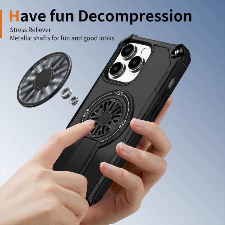 For iPhone 14 Pro Max Shockproof Kickstand Metallic Shaft MagSafe Phone Case