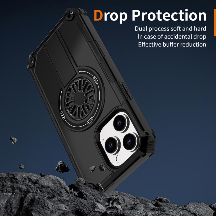 For iPhone 14 Pro Max Shockproof Kickstand Metallic Shaft MagSafe Phone Case