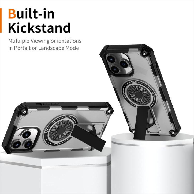 For iPhone 14 Pro Max Shockproof Kickstand Metallic Shaft MagSafe Phone Case