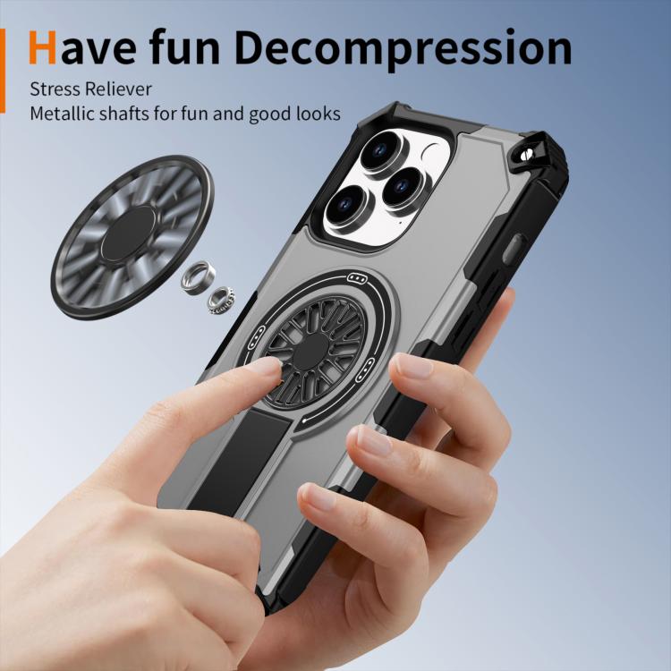 For iPhone 14 Pro Max Shockproof Kickstand Metallic Shaft MagSafe Phone Case