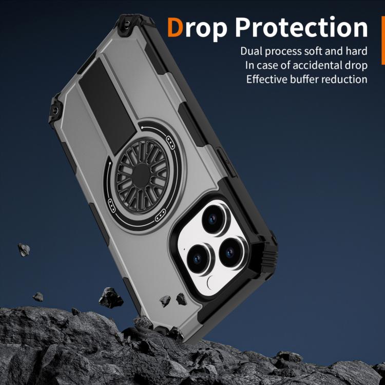 For iPhone 14 Pro Max Shockproof Kickstand Metallic Shaft MagSafe Phone Case