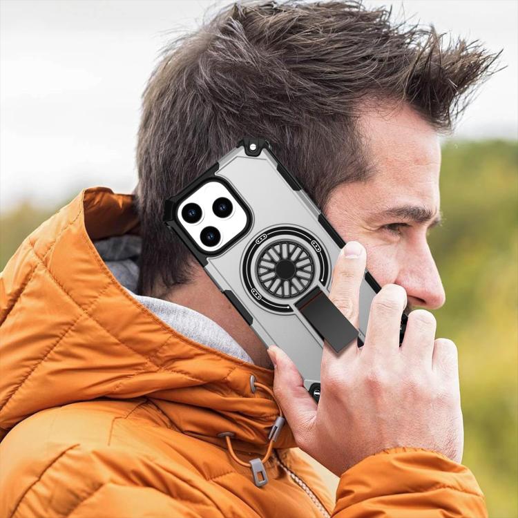 For iPhone 14 Pro Max Shockproof Kickstand Metallic Shaft MagSafe Phone Case