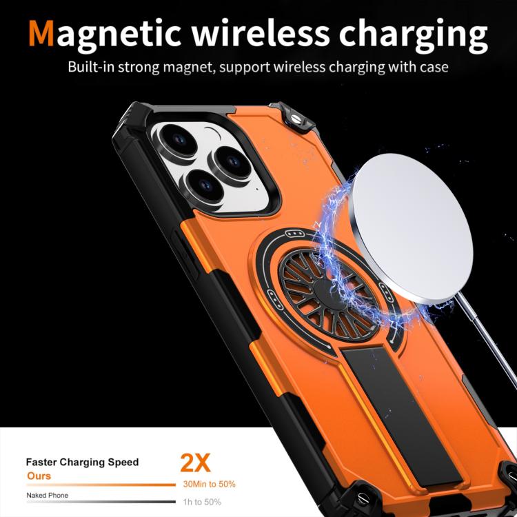For iPhone 14 Pro Max Shockproof Kickstand Metallic Shaft MagSafe Phone Case