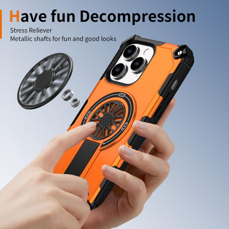 For iPhone 14 Pro Max Shockproof Kickstand Metallic Shaft MagSafe Phone Case
