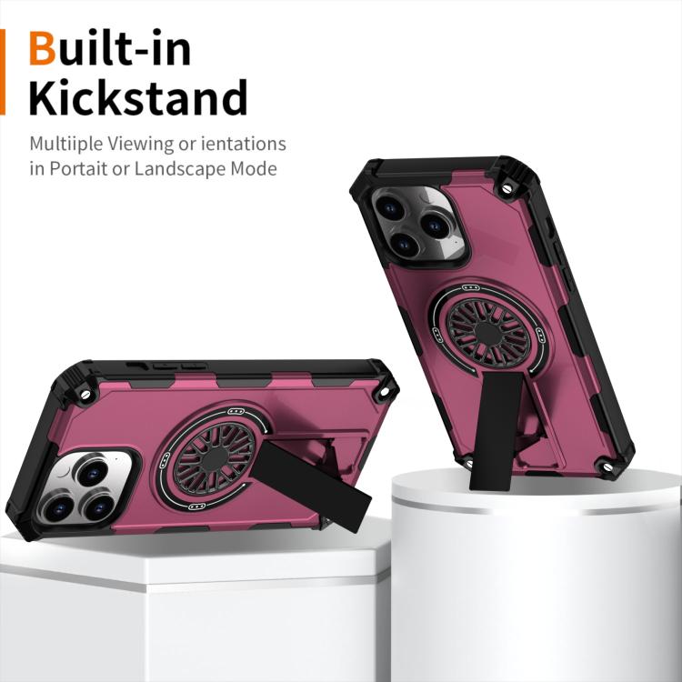 For iPhone 14 Pro Max Shockproof Kickstand Metallic Shaft MagSafe Phone Case
