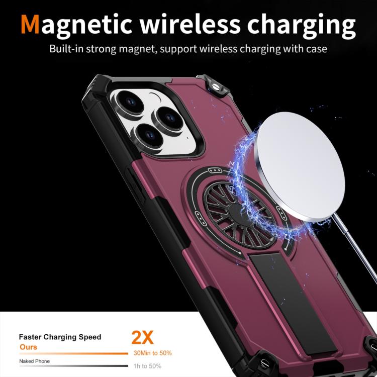 For iPhone 14 Pro Max Shockproof Kickstand Metallic Shaft MagSafe Phone Case