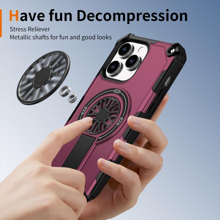 For iPhone 14 Pro Max Shockproof Kickstand Metallic Shaft MagSafe Phone Case