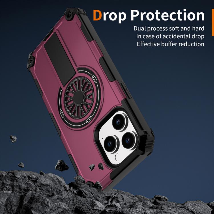 For iPhone 14 Pro Max Shockproof Kickstand Metallic Shaft MagSafe Phone Case
