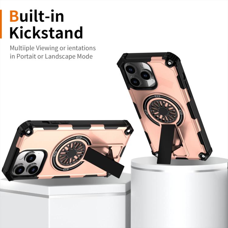 For iPhone 14 Pro Max Shockproof Kickstand Metallic Shaft MagSafe Phone Case