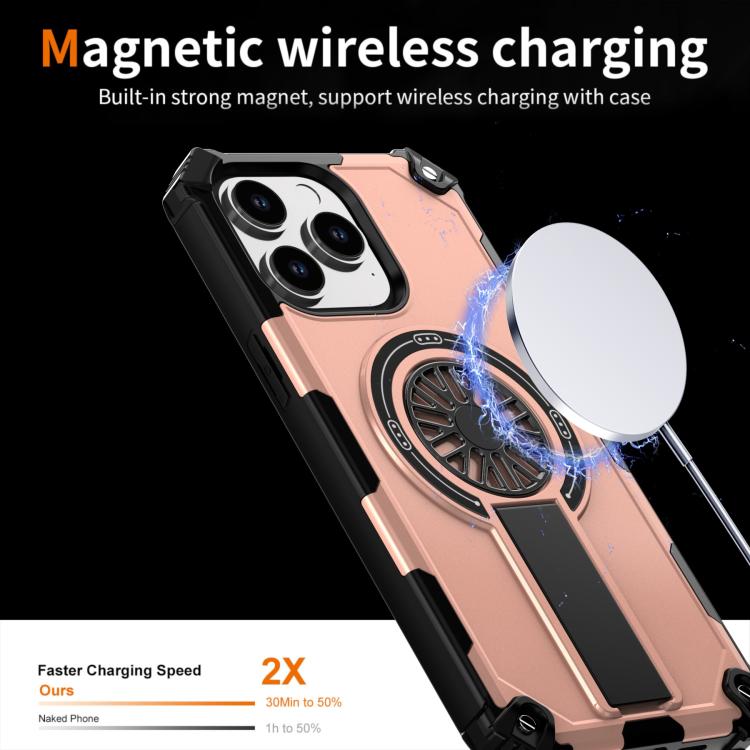 For iPhone 14 Pro Max Shockproof Kickstand Metallic Shaft MagSafe Phone Case