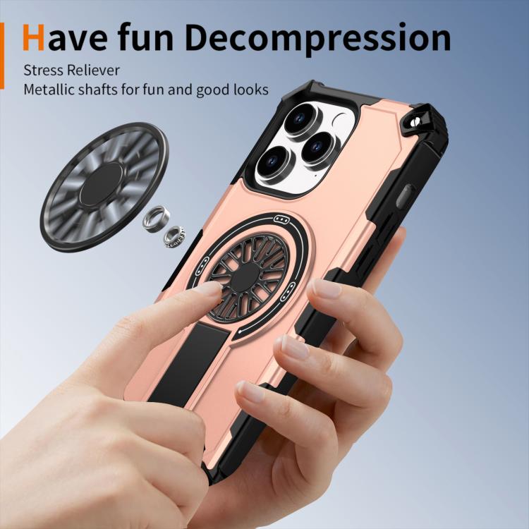 For iPhone 14 Pro Max Shockproof Kickstand Metallic Shaft MagSafe Phone Case