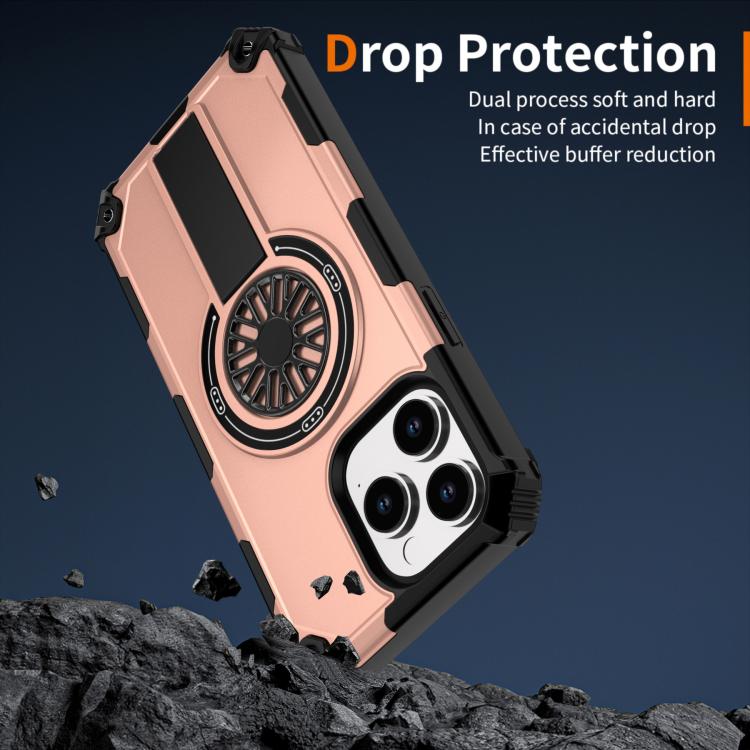For iPhone 14 Pro Max Shockproof Kickstand Metallic Shaft MagSafe Phone Case