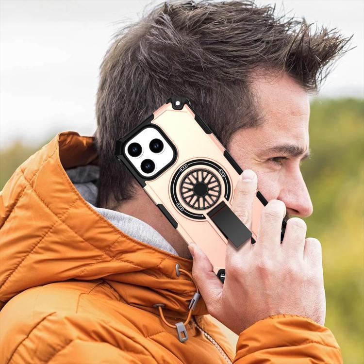 For iPhone 14 Pro Max Shockproof Kickstand Metallic Shaft MagSafe Phone Case