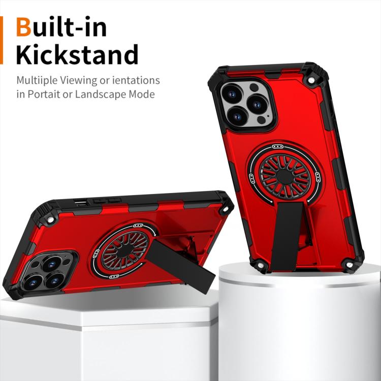 For iPhone 13 Pro Max Shockproof Kickstand Metallic Shaft MagSafe Phone Case