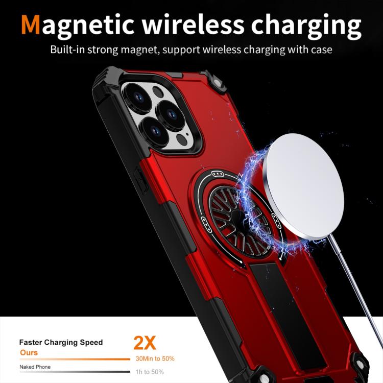 For iPhone 13 Pro Max Shockproof Kickstand Metallic Shaft MagSafe Phone Case