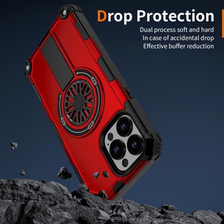 For iPhone 13 Pro Max Shockproof Kickstand Metallic Shaft MagSafe Phone Case