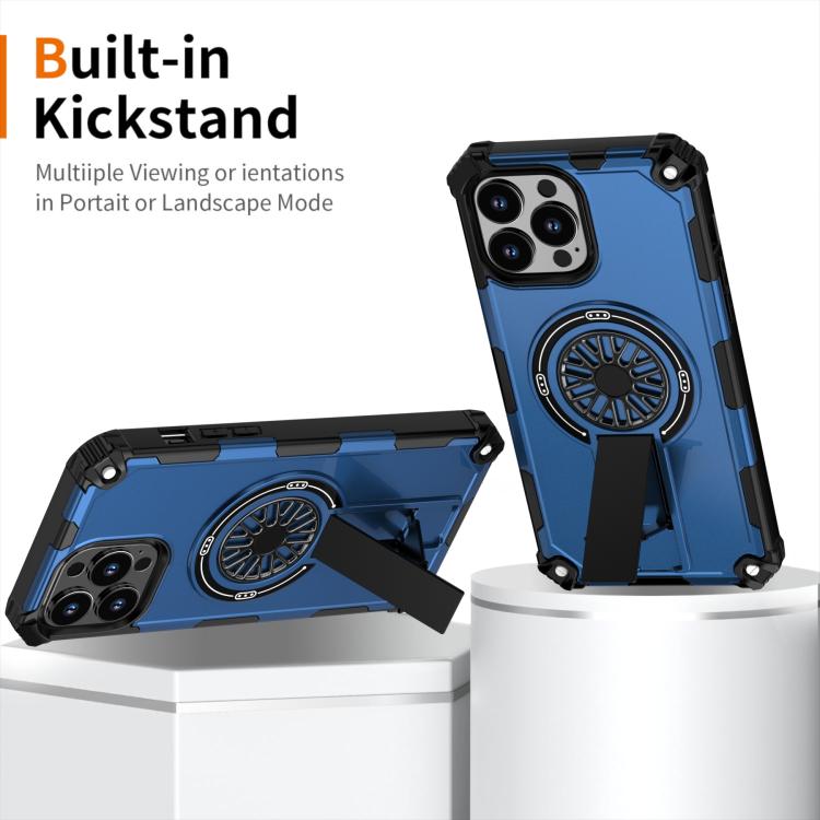 For iPhone 13 Pro Max Shockproof Kickstand Metallic Shaft MagSafe Phone Case