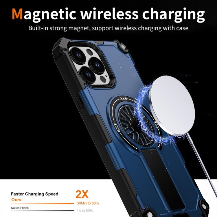 For iPhone 13 Pro Max Shockproof Kickstand Metallic Shaft MagSafe Phone Case