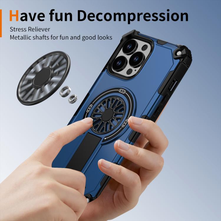 For iPhone 13 Pro Max Shockproof Kickstand Metallic Shaft MagSafe Phone Case