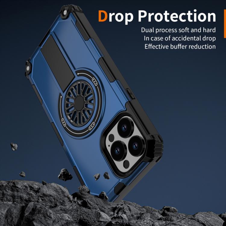 For iPhone 13 Pro Max Shockproof Kickstand Metallic Shaft MagSafe Phone Case