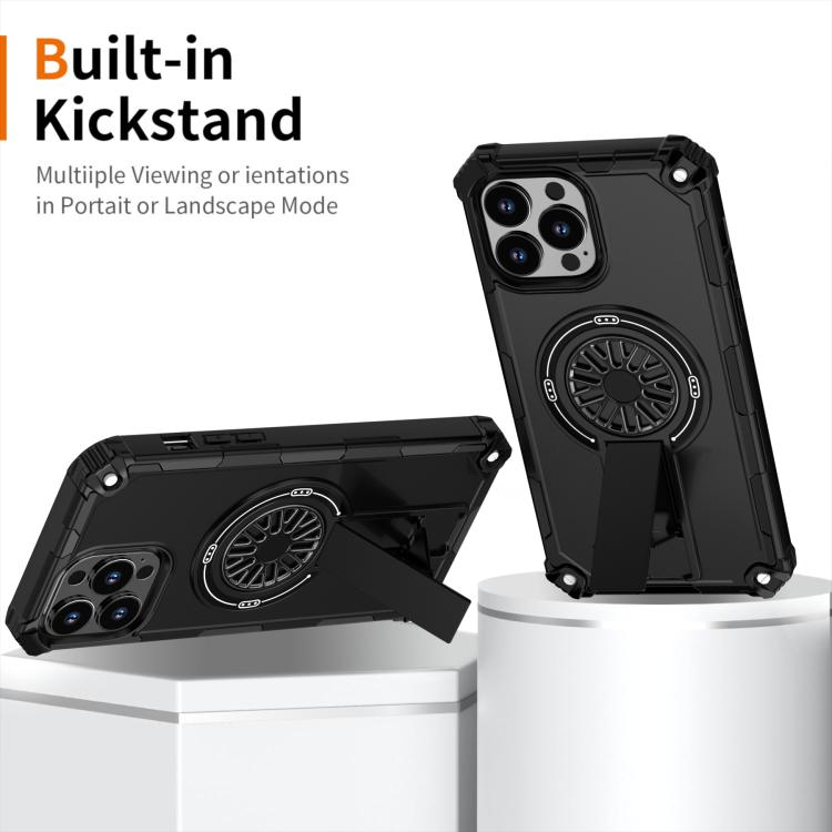 For iPhone 13 Pro Max Shockproof Kickstand Metallic Shaft MagSafe Phone Case