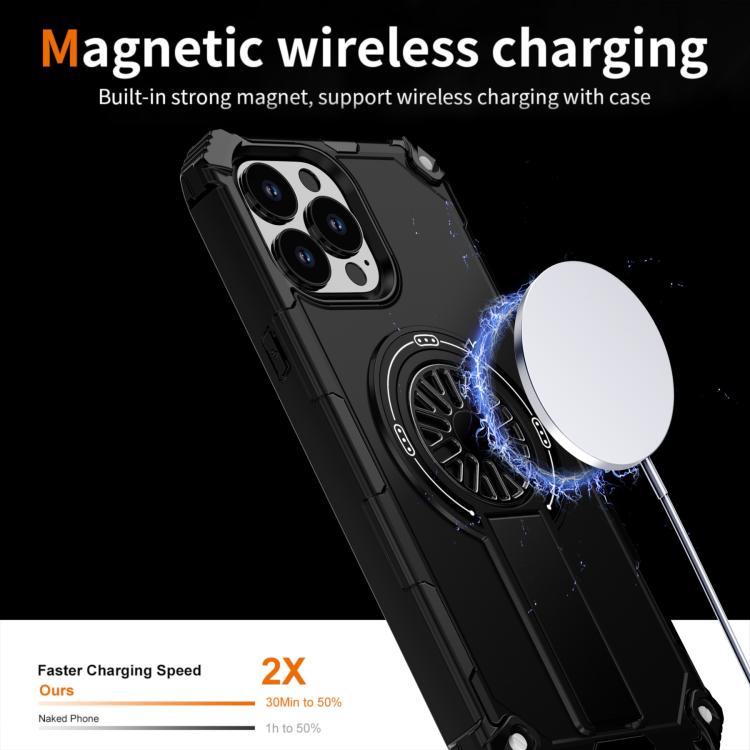 For iPhone 13 Pro Max Shockproof Kickstand Metallic Shaft MagSafe Phone Case