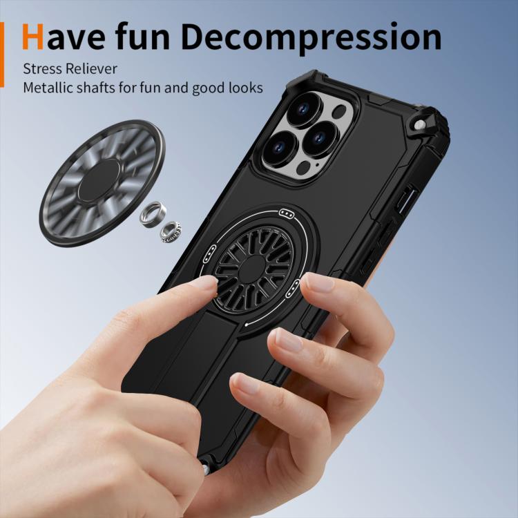 For iPhone 13 Pro Max Shockproof Kickstand Metallic Shaft MagSafe Phone Case