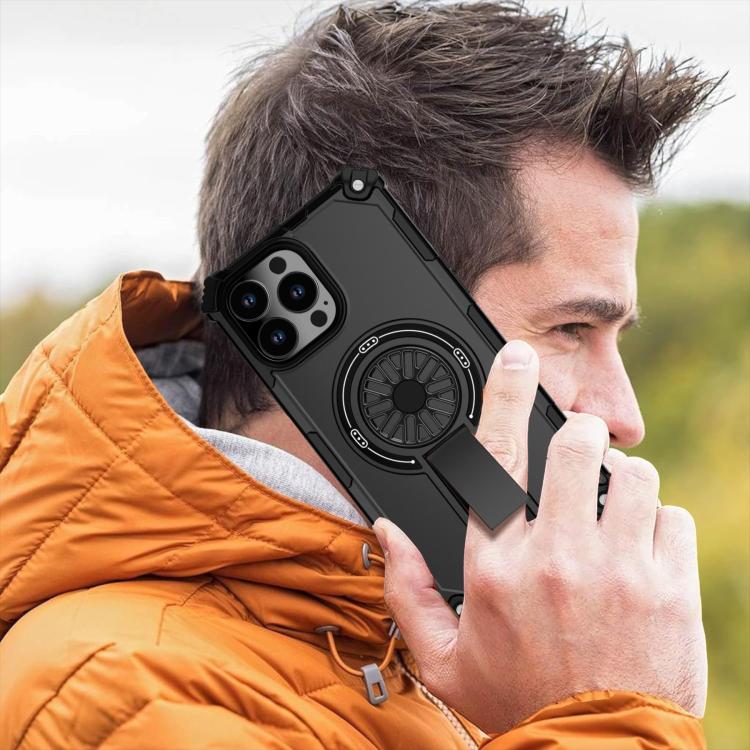 For iPhone 13 Pro Max Shockproof Kickstand Metallic Shaft MagSafe Phone Case