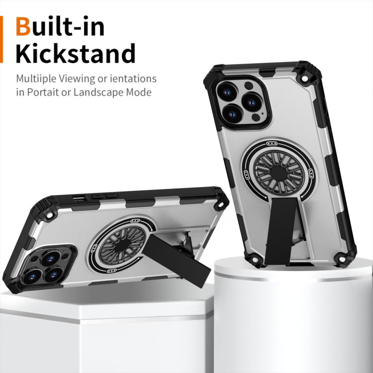 For iPhone 13 Pro Max Shockproof Kickstand Metallic Shaft MagSafe Phone Case