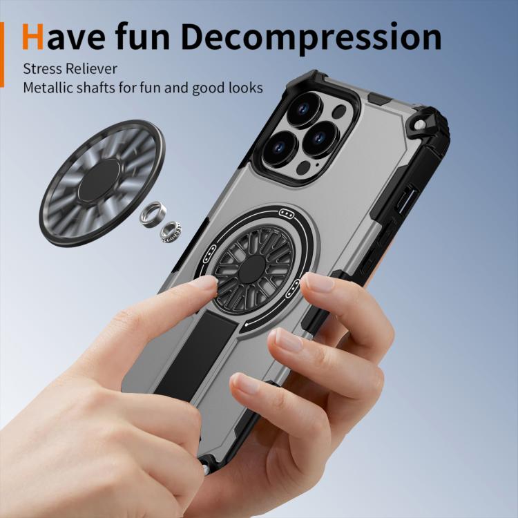 For iPhone 13 Pro Max Shockproof Kickstand Metallic Shaft MagSafe Phone Case