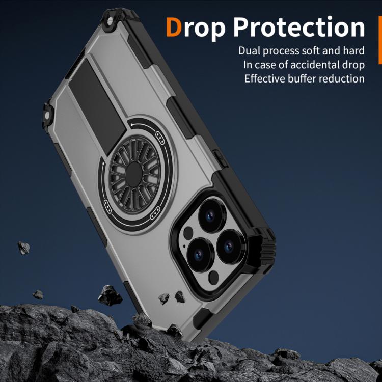 For iPhone 13 Pro Max Shockproof Kickstand Metallic Shaft MagSafe Phone Case