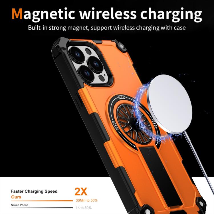For iPhone 13 Pro Max Shockproof Kickstand Metallic Shaft MagSafe Phone Case